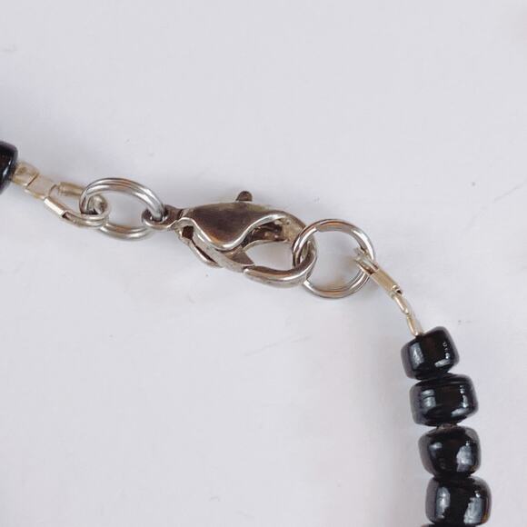 VTG 90s Mosaic Glass Beaded Necklace Red Yellow Green Afrocentric Boho Style - Picture 11 of 11